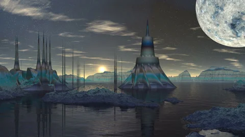 Towers of aliens Stock Footage 28528853