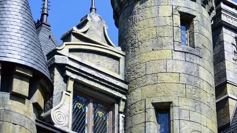 Towers of the ancient stone castle Stock Footage 85306407