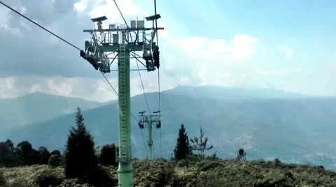 Towers, Cable Cars, Mass Transit Stock Footage