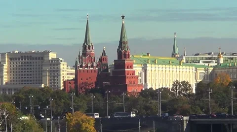 Towers of Moscow Kremlin Stock Footage 60140893