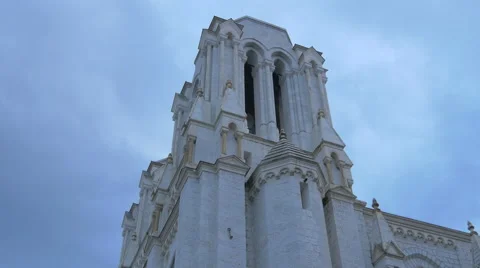 The towers of Notre-Dame de Nice Basilica in the centre of Nice Stock Footage 61065714
