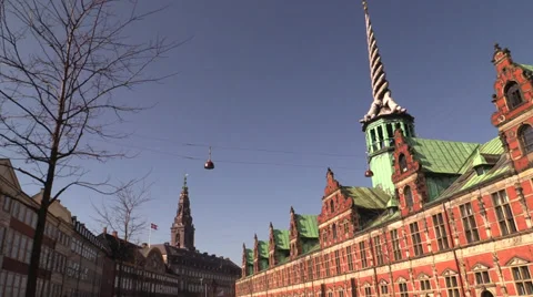 Towers of the Old Stock Exchange and Christiansborg, Copenhagen Video stock 36426053