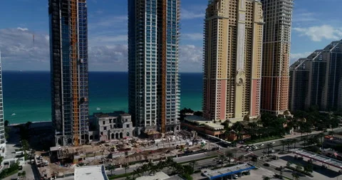 Towers under construction in North Miami Beach Stock Footage 147322835