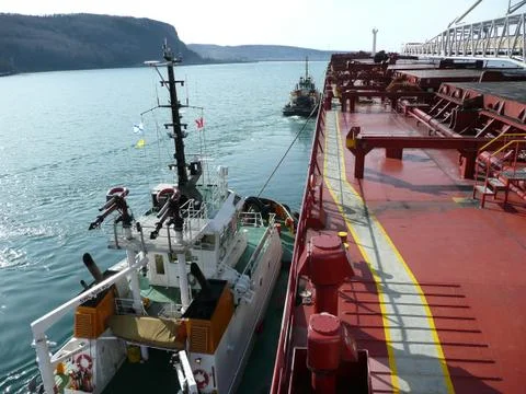 Towing cargo ship Stock Photos