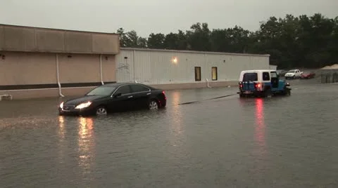 Towing Flooded Car Stock Footage 12662368