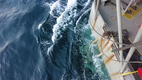 Towing a jack up rig in the middle of the ocean Stock Footage 149086423
