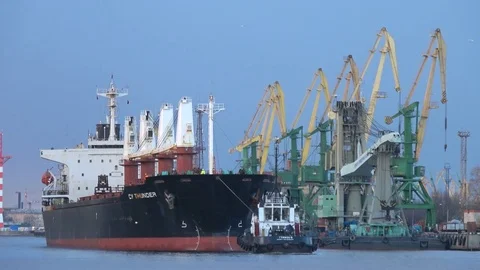 Towing of the ship, timelapse Stock Footage 79615475
