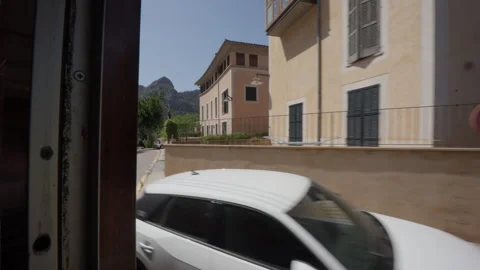 Town and fields from an old train in Majorca Stock Footage 249225285
