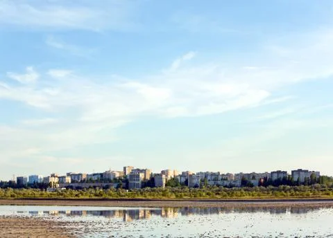 Town and its reflection Stock Photos