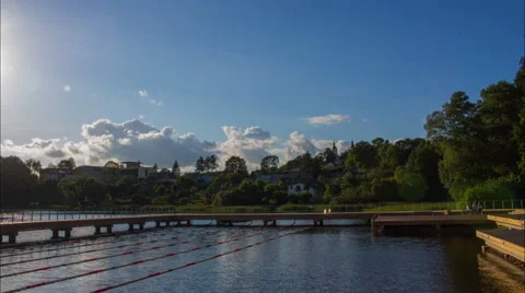 Town and lake Hyperlapse Stock Footage 44987408