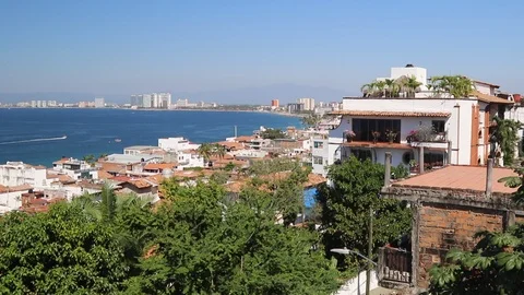 Town and ocean Stock Footage 93731742