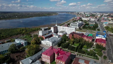 Town and river Stock Footage 217863748