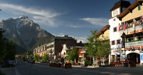 Town of Banff Alberta Canada by Cascade Mountain 스톡 동영상 90436484