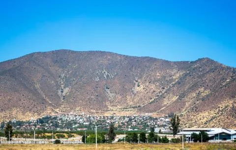 Town at the base of the mountain Stock Photos