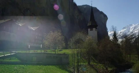 Town At Base Of Mountains Stock Footage 78072081