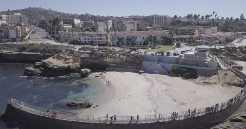 The town behind La Jolla Cove Stock Footage