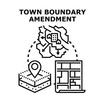 Town boundary amendment planning urban development zoning Stock Illustration