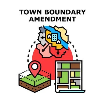 Town boundary amendment planning urban development zoning Stock Illustration