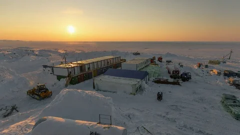 Town of builders in the Arctic. Timelapse Stock Footage 84691551