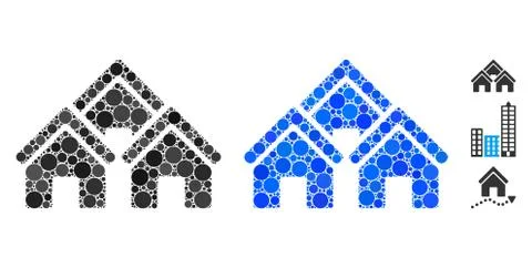 Town Buildings Composition Icon of Spheric Items Ilustración de archivo
