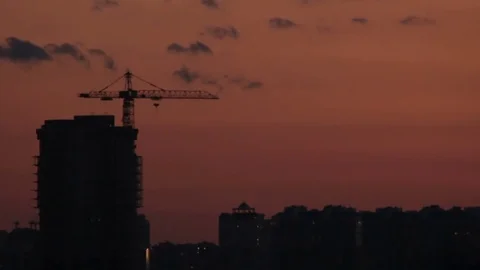 Town buildings in night Stock Footage 81490583
