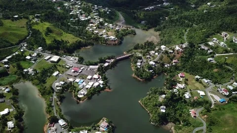 Town Built on Riverside Video stock 134426013