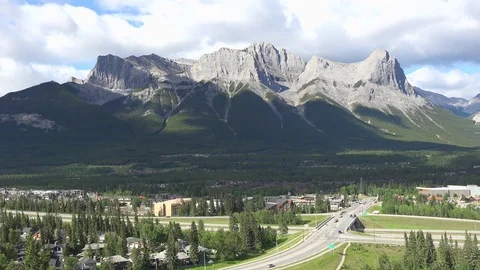 Town of Canmore Pan Left View Stock Footage 114948606