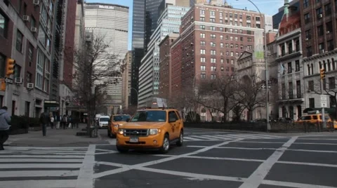 Town Car left to Right down Park Avenue NYC Stock Footage 53892121