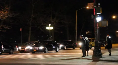 Town Car Makes Left On Central Park South Stock Footage 56914232