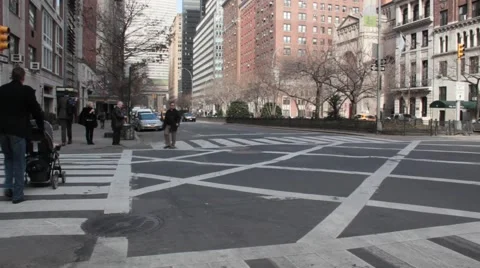 Town Car Moving Left to Right down Park Avenue in New York City Stock Footage 53892117