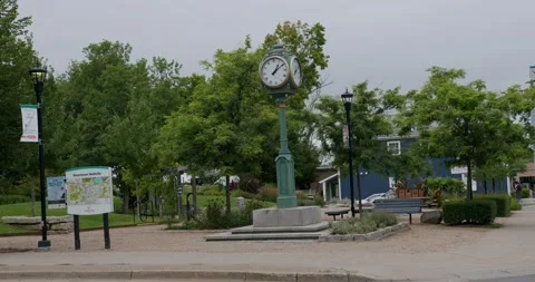 Town Clock in Downtown Wolfville, Nova Scotia Stock Footage 205540037
