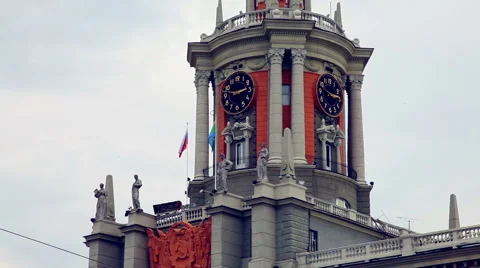 Town Clock Stock Footage 49527499