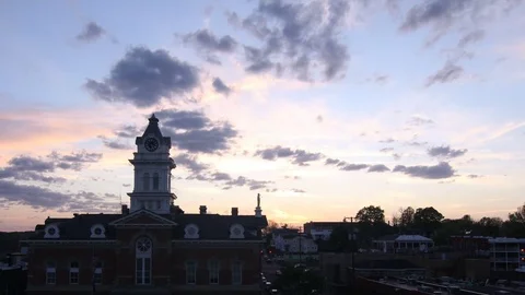 Town courthouse time lapse at sunset Stock Footage 84945749
