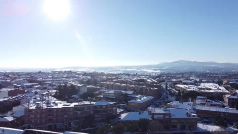 Town covered in snow Stock Footage 158547751