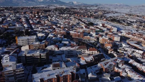 Town covered in snow Stock Footage 158547761