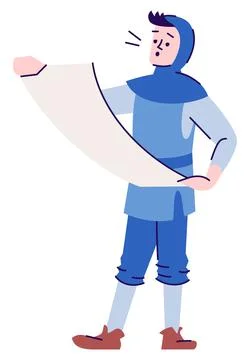 Town crier with scroll semi flat RGB color vector illustration 스톡 일러스트