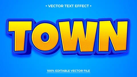 Town editable text effect with modern and colorful kids style Stock Illustration