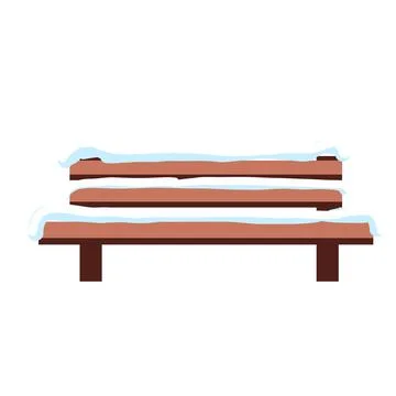 Town flat a bench in the park covered with snow. christmas clip art Ilustração Stock