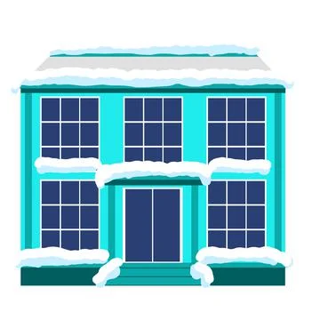 Town flat building covered with snow. Christmas snowfall in the city. clip art Stock Illustration