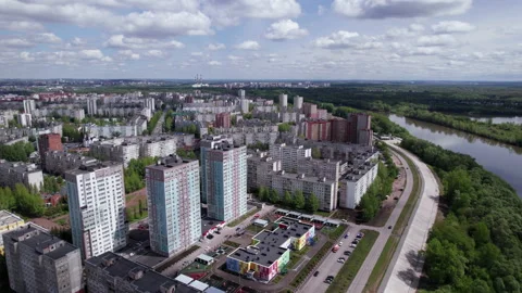 Town, forest and river Stock Footage 219834580