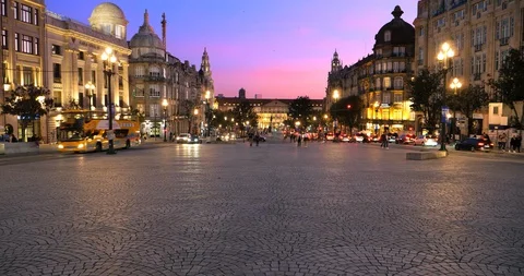Town Hall central square landmark at sunset in Porto, Portugal, 4K Video stock 127965929
