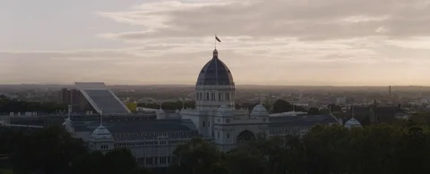Town hall in the city at dawn Stock Footage 81002749