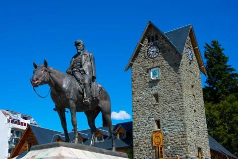 Town Hall Clock Tower and a monument Stock Photos
