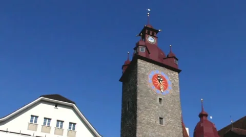 Town Hall clock tower in Lucerne Stock Footage 42430209
