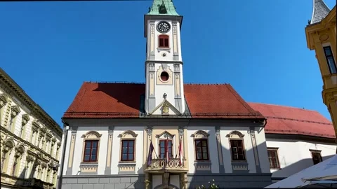 Town Hall at King Tomislav Square in Varazdin Stock Footage 316064466