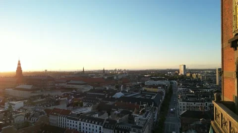 Town hall tower drone video Stockbeeldmateriaal 208809415