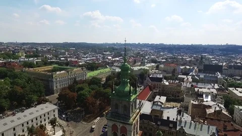 Town hall tower in Lviv Stock Footage 71269999