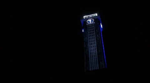 Town Hall Tower at Night Stock Footage 26920094