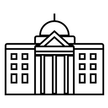 Town hall vector line icon, sign, illustration on background, editable stroke Stock Illustration