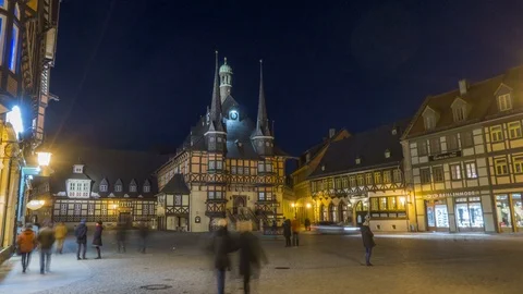 Town hall in Wernigerode, Germany. Stock Footage 86398085